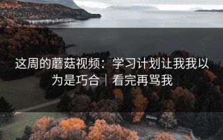 这周的蘑菇视频：学习计划让我我以为是巧合｜看完再骂我