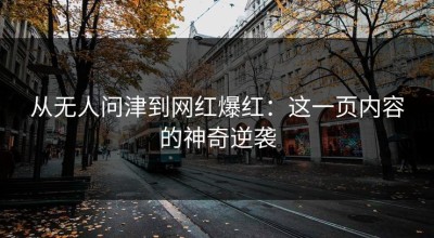 从无人问津到网红爆红：这一页内容的神奇逆袭