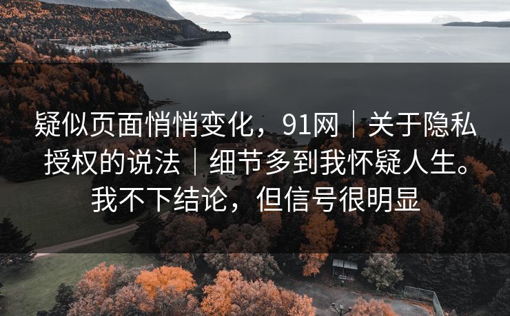 疑似页面悄悄变化，91网｜关于隐私授权的说法｜细节多到我怀疑人生。我不下结论，但信号很明显-第1张图片-P站视频搬运工资源平台