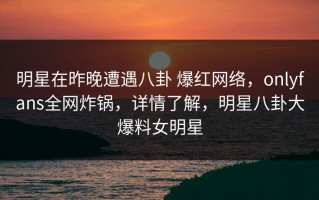 明星在昨晚遭遇八卦 爆红网络，onlyfans全网炸锅，详情了解，明星八卦大爆料女明星