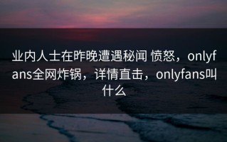业内人士在昨晚遭遇秘闻 愤怒，onlyfans全网炸锅，详情直击，onlyfans叫什么