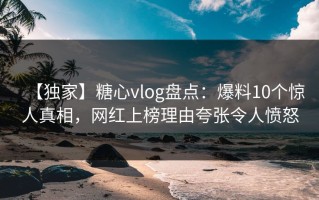 【独家】糖心vlog盘点：爆料10个惊人真相，网红上榜理由夸张令人愤怒